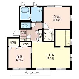 シャーメゾンコンフォルトA 2LDKの間取図画像
