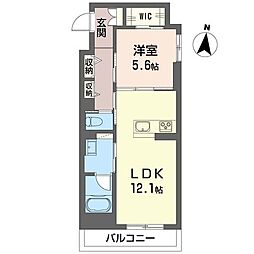 リラフォート飯塚 1LDKの間取図画像