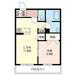テラス大門 1LDKの間取図画像