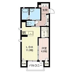 あおばコンフォート 1LDKの間取図画像