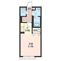 ドチェスター朝倉A 1Kの間取図画像