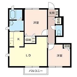 シャーメゾンシャムズA 2LDKの間取図画像