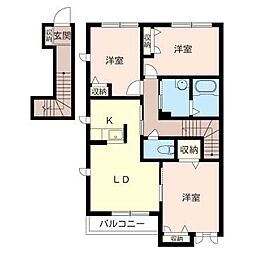メルベーユA 3LDKの間取図画像