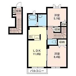 シェーンブルンツヴァイテ 2LDKの間取図画像
