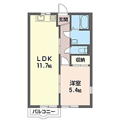 ドミール2 1LDKの間取図画像