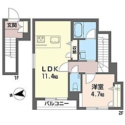 フルーム 1LDKの間取図画像