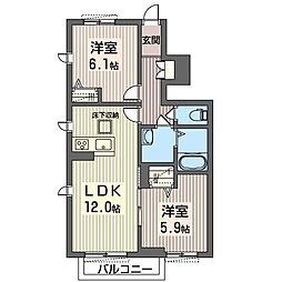 アルファ・ソレイユ 2LDKの間取図画像