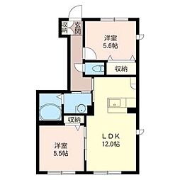 メゾン・ネージュブランA 2LDKの間取図画像