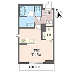 バレヌブルー元山 ワンルームの間取図画像