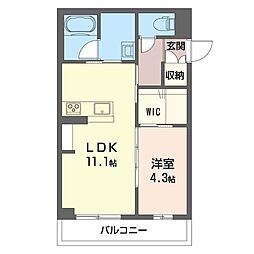 リベルテ 水戸新荘 1LDKの間取図画像