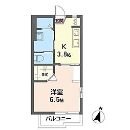 エステート静B 1Kの間取図画像