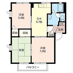ウィローズ・コートA 3DKの間取図画像