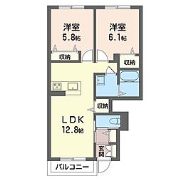 フェリシード 2LDKの間取図画像
