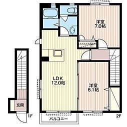 グレイスコート 2LDKの間取図画像