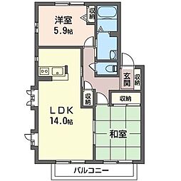 ジョイフルウィステリア 2LDKの間取図画像