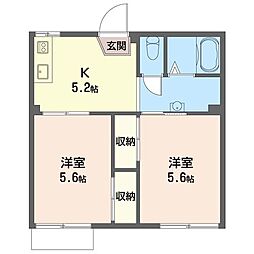 ウッディタウンB 2Kの間取図画像