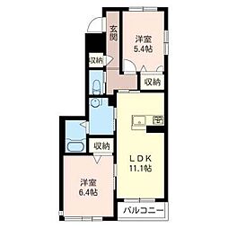ペルシーモ 2LDKの間取図画像