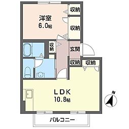 エミネントB 1LDKの間取図画像