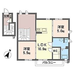 シャーメゾン新里 2LDKの間取図画像