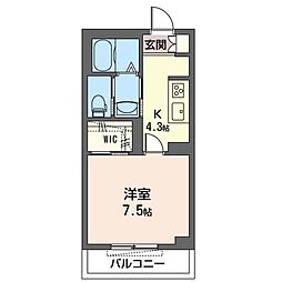 プルミエールハイ 1Kの間取図画像