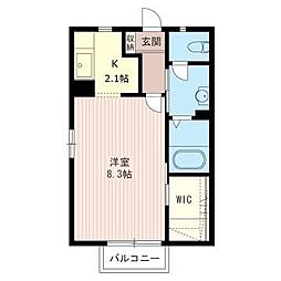 アドラシオン 1Kの間取図画像