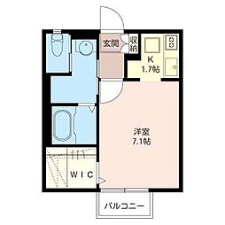 シェルメゾン 1Kの間取図画像