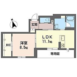 エスポワール武蔵浦和 1LDKの間取図画像