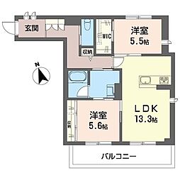 エスポワール武蔵浦和 2LDKの間取図画像