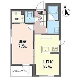 オカザキビル 1LDKの間取図画像