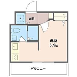 ベルパレス ワンルームの間取図画像