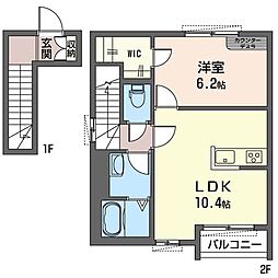 WoodlandHill 1LDKの間取図画像