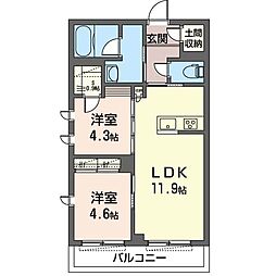 RoseGarden方南 2LDKの間取図画像