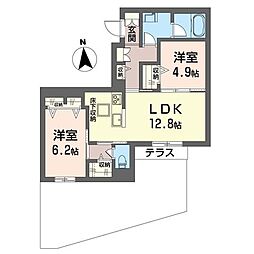 ルナリアウエスト上高田 2LDKの間取図画像