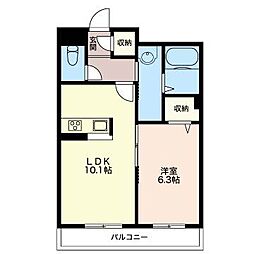 AEQUOR1 1LDKの間取図画像