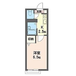 K・ハウス 1Kの間取図画像