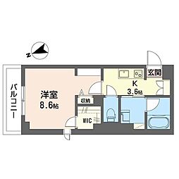 トルナーレ東中野 1Kの間取図画像