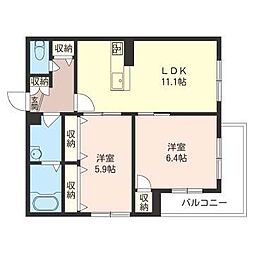 LeRizPlat 2LDKの間取図画像