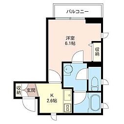 レオプレミアス 1Kの間取図画像