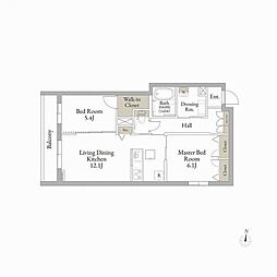 トレイユ 2LDKの間取図画像