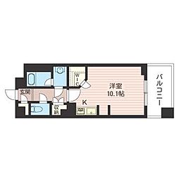 レジデンスシャルマン月島 ワンルームの間取図画像