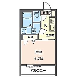 グランシャリオ 1Kの間取図画像