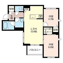 シュウブラン 2LDKの間取図画像