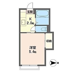 ふじガーデン 1Kの間取図画像
