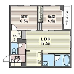 リラフォート旗の台 2LDKの間取図画像