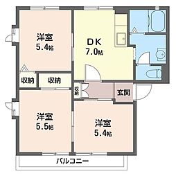 ミドリパークハイツ 3DKの間取図画像