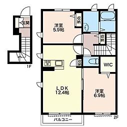 プルマージュ 2LDKの間取図画像