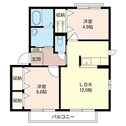 ボヌールメゾン 2LDKの間取図画像