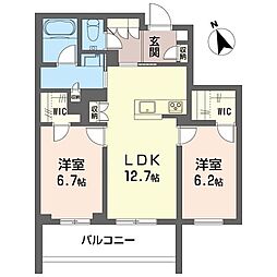 グランクロス サクラ 2LDKの間取図画像