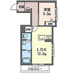ラフィーヌ御幸 1LDKの間取図画像