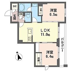 フォレフィー・アール 2LDKの間取図画像
